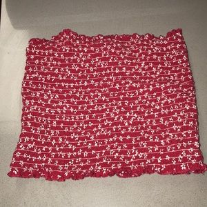 Red floral tube top